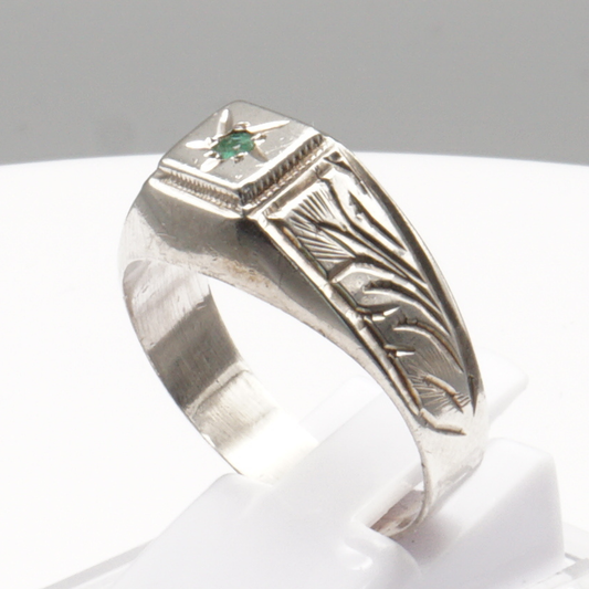 925 Silber Herrenring mit Smaragd