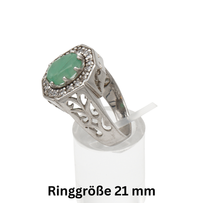 925 Silberring mit echtem Aventurin und Zirkonia