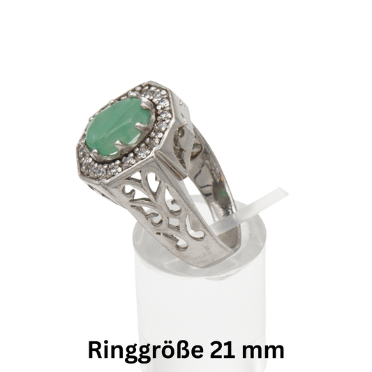 925 Silberring mit echtem Aventurin und Zirkonia