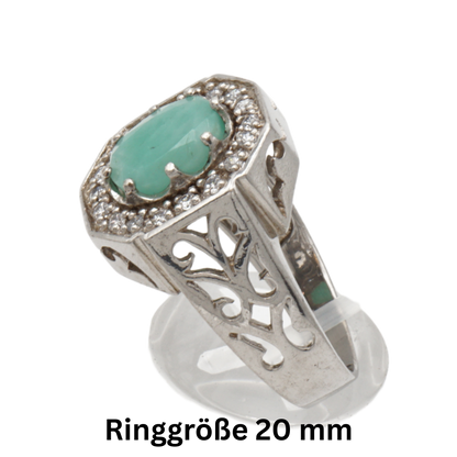 925 Silberring mit echtem Aventurin und Zirkonia