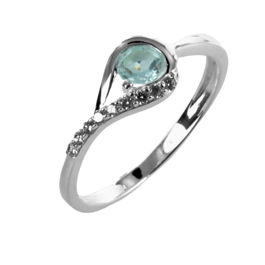 Damenring "Meliora" mit 9 Zirkonia und Blautopas - Silber 925/000
