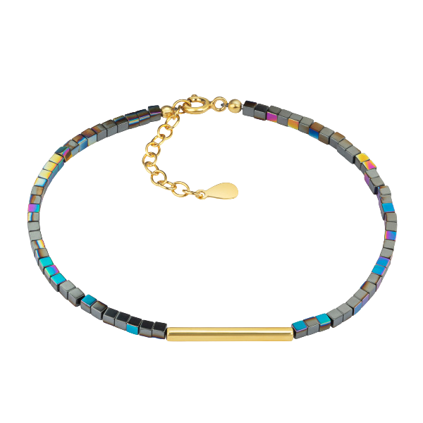 Armband aus Hämatit mit Zwischenteil Silber 925/000 vergoldet