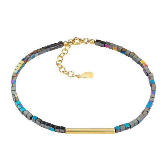 Armband aus Hämatit mit Zwischenteil Silber 925/000 vergoldet