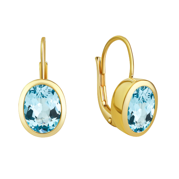 Ohrhänger Bouton mit Blautopas Silber 925/000 vergoldet