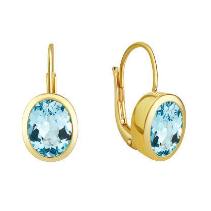 Ohrhänger Bouton mit Blautopas Silber 925/000 vergoldet