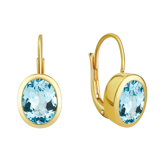 Ohrhänger Bouton mit Blautopas Silber 925/000 vergoldet