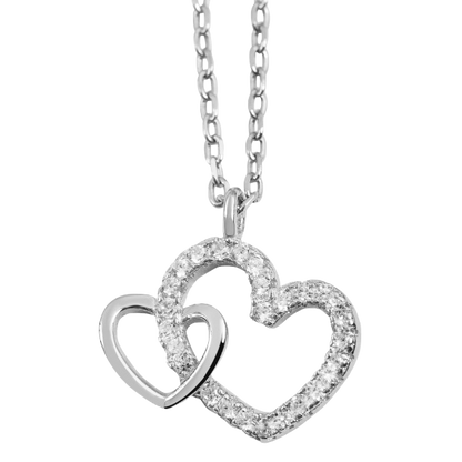 Halskette mit Anhänger "Mona", Herz 925/- Echt Silber mit Zirkoniabesatz, 42+3cm, rhodiniert