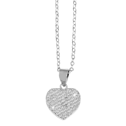 Kette "Heli" mit Herz-Anhänger 925/- Echt Silber und Zirkoniabesatz, 43+5 cm, 925/rhodiniert