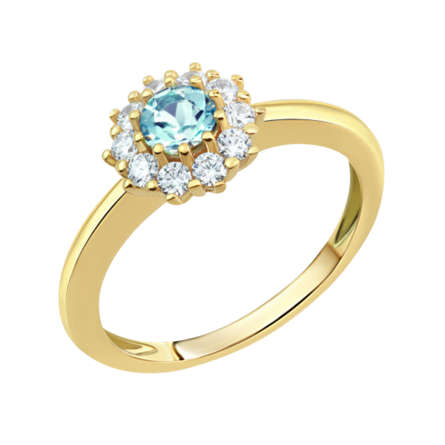 Damenring "Marina" mit Blautopas und 10 Zirkonia Silber 925/000 vergoldet